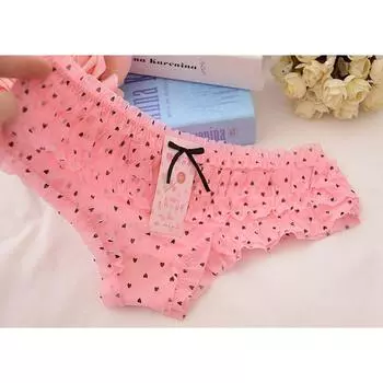 Женские трусики с рюшами и принтом в мелкий горох one size поросенок розовый
