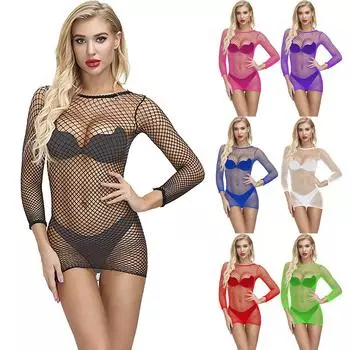 Сексуальное женское нижнее белье в сеточку Babydoll, нижнее белье, ночное белье, боди One size