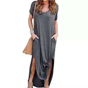 Сексуальное женское платье размера плюс 5XL, лето 2022, однотонное повседневное платье макси с коротким рукавом для женщин, длинное платье, женские платья L розовый