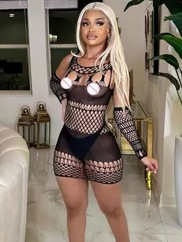Сексуальное женское платье рыболовная сеть прозрачное облегающее короткое платье женская эластичная мини-юбка эротическая ночная рубашка для женщин XS