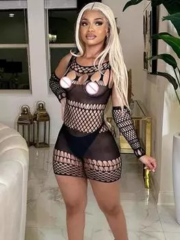 Сексуальное женское платье рыболовная сеть прозрачное облегающее короткое платье женская эластичная мини-юбка эротическая ночная рубашка для женщин XXS