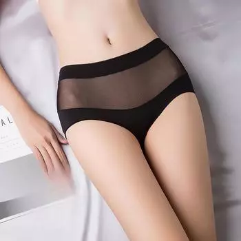 Сексуальное женское полупрозрачное кружевное нижнее белье больших размеров из чистого хлопка с ажурными трусиками с высокой талией и треугольными чашечками L фиолетовый