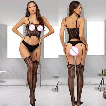 Сексуальное женское сетчатое боди с сетчатым ажурным узором, прозрачное боди, женское эротическое нижнее белье для всего тела XXS