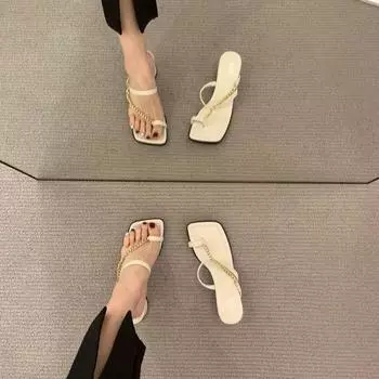 Сексуальные белые сандалии черные шлепанцы туфли для женщин 2024 года на открытом воздухе с каблуком летние женские тапочки новый модный тренд водонепроницаемый ПВХ B 35