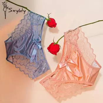 Сексуальные бесшовные трусы с двойным кружевом и французским сердцем, средней посадкой, в стиле чистого желания, ажурные мягкие сетчатые трусики для женщин M