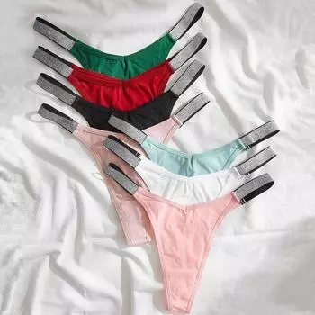 Сексуальные бесшовные женские трусы-бикини с Т-образной спинкой, хлопковые трусики-стринги, нижнее белье