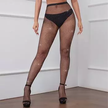 Сексуальные блестящие чулки, нижняя часть колготок, ажурные чулки с открытой промежностью, цветные ромбовидные колготки Closed crotch