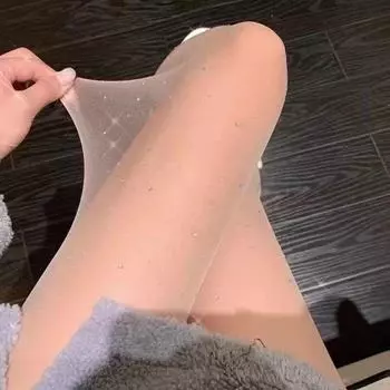 «Сексуальные блестящие шелковые чулки с черными бриллиантами»: Анти-крючок, блестящий, тонкий и сладкий One Size чёрный