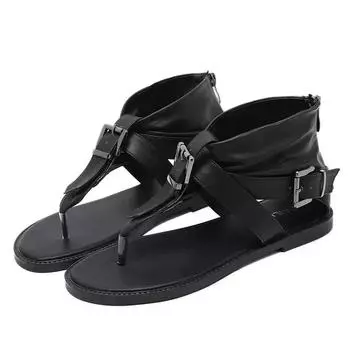 Сексуальные босоножки для девочек, женская летняя обувь, ремень, пряжка, молния, искусственная кожа, 1 см, плоская подошва, модная офисная летняя женская обувь, черный цвет 35 светло-коричневого