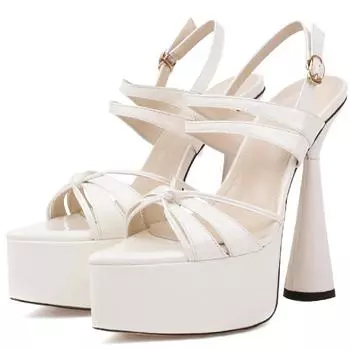 Сексуальные босоножки, женская летняя обувь 2024 года, черные, белые, розовые, на платформе, на высоком каблуке, роскошные туфли для вечеринок и танцев, женские шлепанцы 34 чёрный