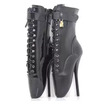 Сексуальные ботильоны JIALUOWEI, женские туфли на очень высоком каблуке с острым носком, 18 см, с перекрестной завязкой, черные туфли 36 чёрный
