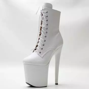 Сексуальные ботильоны на высоком каблуке 20 см, на платформе, с круглым носком, со змеиным принтом, в готическом стиле, для танцовщицы на шесте, для стриптиза