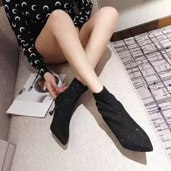 Сексуальные ботильоны с острым носком, короткие рабочие туфли для женщин, очень высокие каблуки, черные женские ботильоны, распродажа обуви, водонепроницаемая ПУ 34