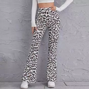 Сексуальные брюки-клеш с леопардовым принтом, приподнимающие бедра, с высокой талией, женские модные облегающие леггинсы для йоги, женские повседневные спортивные брюки для бега с высокой талией 25167 S цветной печати леопарда