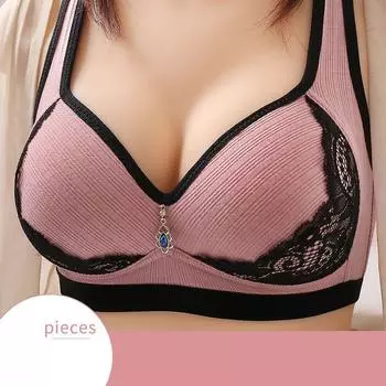 Сексуальные бюстгальтеры нижнее белье женское нижнее белье без оправы красота сборка сзади без бюстгальтера большая грудь показывает маленький Ropa внутренняя часть 36/80 фиолетовый