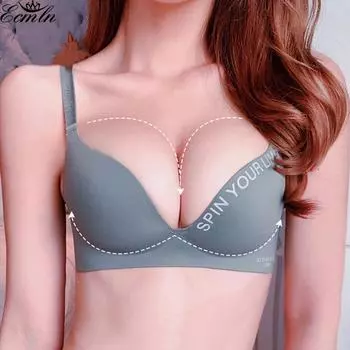 Сексуальные бюстгальтеры пуш-ап с половиной чашки, женские бесшовные бюстгальтеры с буквами, нижнее белье, легкое мягкое нижнее белье 36/80 чёрный