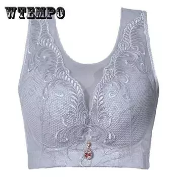 Сексуальные бюстгальтеры пуш-ап, женский бюстгальтер больших размеров 34-52 CDE, тонкий беспроводной бюстгальтер в сборе, нижнее белье, женский бюстгальтер без косточек с цветочной вышивкой 52/120E чёрный