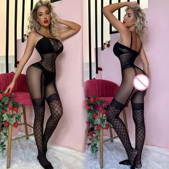 Сексуальные цельные чулки в сеточку, нижнее белье, сетчатые ажурные чулки для женщин, эротические прозрачные боди, костюмы XXS