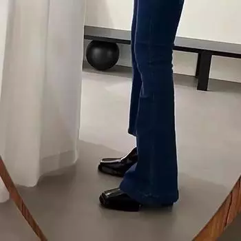 Сексуальные черные ботильоны на высоком каблуке, женские, осень 2024 года, лакированные кожаные ботинки с молнией сзади, женские туфли-лодочки с квадратным носком и толстым каблуком 35 чёрный