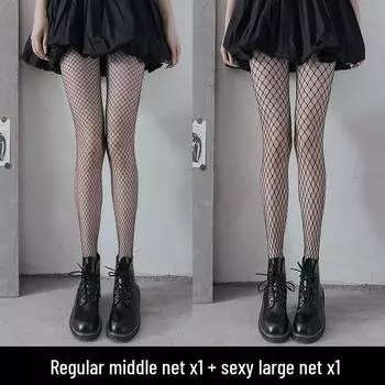 Сексуальные черные чулки в сеточку: Колготки с крупной сеткой для женщин big net, One Size чёрный