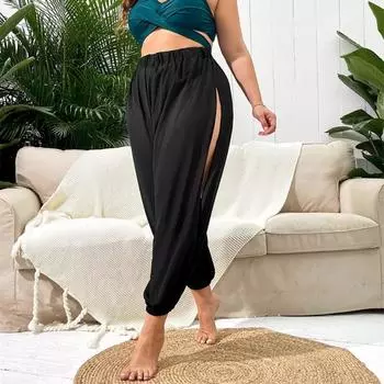 Сексуальные черные дышащие быстросохнущие брюки Plus Fat большого размера для женщин с солнцезащитным кремом для пляжа и плавания XL чёрный