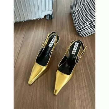 Сексуальные чулки на высоком каблуке из серебристой лакированной кожи женские туфли без каблука ~ летние сандалии 8 см 35 серебряный