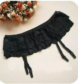 Сексуальные чулки с двойным кружевом и модными двойными подвязками One Size белый