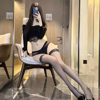 Сексуальные чулки с леопардовым принтом, переливающиеся черные шелковые, сексуальные блестящие чулки до бедра, получулки до колена Matte stockings