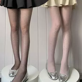 Сексуальные чулки с пайетками, чистое желание проникнуть в кожу, тонкие блестящие сверкающие бриллианты, королевская сестра, ищущая тонкие женские комбинезоны, чулки 3427 One Size (80-65kg)