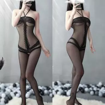 Сексуальные чулки, соблазнительные, на все тело, чулки большого размера, комбинезон, открытая промежность, бесплатная сетка, подтяжки, полые, сексуальная женщина One size (hardcover) 80-80 kg
