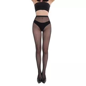 Сексуальные чулки в сеточку с ромбовидным узором и ажурным жаккардовым узором для Европы и США One size simple package чёрный