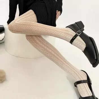 Сексуальные чулки в сеточку в стиле ретро Y2K с сетчатым узором - черные или белые Simple packaging белый