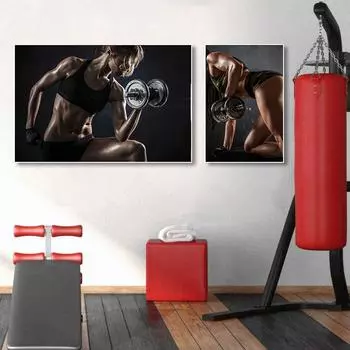 Сексуальные фитнес-мужчины и женщины, мотивационные холсты, постеры и принты, современная живопись, настенное искусство для тренажерного зала, гостиной, домашний декор 21x30cm No Framed