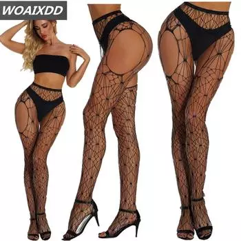 Сексуальные G Колготки в сеточку для женщин Большие размеры Сетчатые боди Открытые Ctotch Женские чулки в сеточку One Size