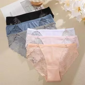 Сексуальные хлопковые трусики для женщин, нижнее белье с металлическими пуговицами, кружевные прозрачные трусики, нижнее белье с вырезами S белый