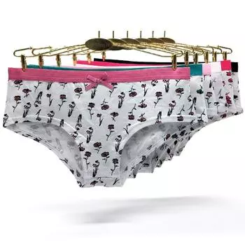 Сексуальные хлопковые трусики с принтом, женское нижнее белье для девочек, женские трусы с низкой талией, нижнее белье, 6 шт./компл. M