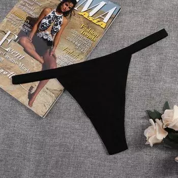 Сексуальные хлопковые трусики-стринги, размер: M-L, цвета в ассортименте L чёрный