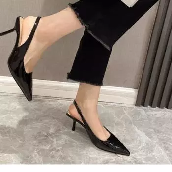 Сексуальные и элегантные женские босоножки на высоком каблуке с острым носком, идеально подходящие для любого случая. Женская обувь на каблуках для женщин 35 чёрный