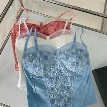 Сексуальные кружевные короткие топы на бретелях с подкладкой для бюстгальтера, сексуальные тонкие однотонные футболки и топы, майки и майки