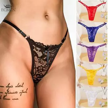Сексуальные кружевные регулируемые стринги для женщин с низкой посадкой, трусики с вырезами, женское дышащее нижнее белье, перспективное сексуальное белье one size
