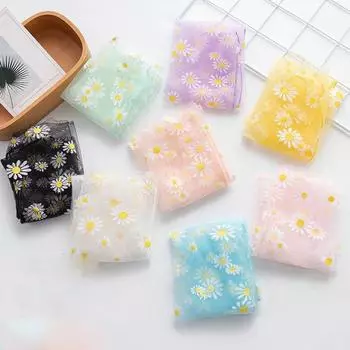 Сексуальные кружевные сетчатые носки в сетку, прозрачные носки из пряжи до щиколотки, тонкие женские классные прозрачные носки, шелковые чулки с рисунком в виде ромашки, сетка чёрный