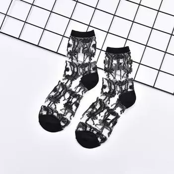 Сексуальные кружевные сетчатые женские носки в стиле Харадзюку, эластичные носки в стиле хип-хоп для скейтборда, летние ультратонкие прозрачные носки для женщин EUR 34-39
