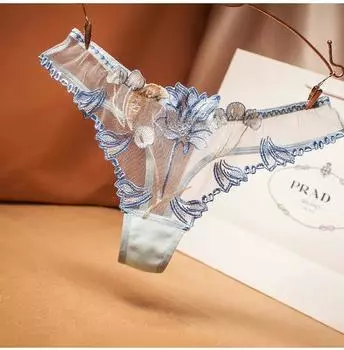 Сексуальные кружевные стринги с цветочным принтом, женские трусики с вышивкой, сетчатая пряжа, перспективное нижнее белье для молодых женщин и девочек, стринги, сексуальное женское белье