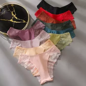 Сексуальные кружевные трусики для женщин Ice Silk бесшовные трусы великолепные прозрачные Pure Desire дышащее нижнее белье S чёрный