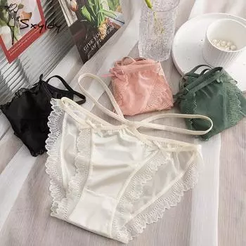 Сексуальные кружевные трусики с низкой посадкой и вырезами без отметин, удобная промежность S/M белый