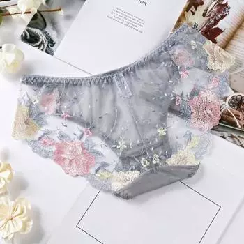 Сексуальные кружевные трусики с вышивкой, дышащие впитывающие пот, очень мягкие прозрачные трусы, нижнее белье для женщин L белый