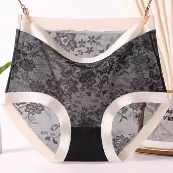 Сексуальные кружевные трусики с высокой посадкой, шелковое женское нижнее белье, прозрачное нижнее белье, большие размеры XL-6XL XL светло-фиолетовый