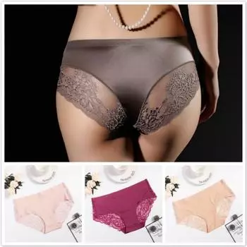 Сексуальные кружевные трусы, нижнее белье без следов, тонкие и легкие дышащие трусы из ледяного шелка, изысканные трусики XXL хаки