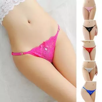 Сексуальные кружевные женские трусики с цветочным принтом, регулируемые трусы с низкой посадкой и Т-образной спинкой, нижнее белье, подарок