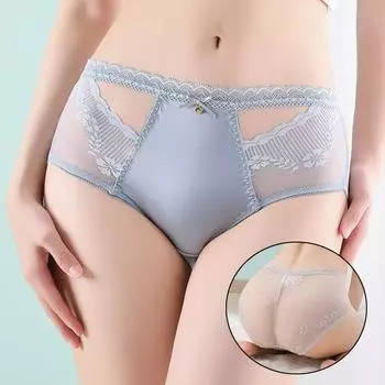 Сексуальные кружевные женские трусики со средней талией, дышащие, приподнимающие бедра, полые трусики, кружевные темпераментные атласные трусики, удобное и мягкое нижнее белье M
